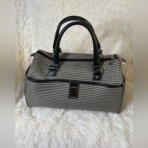 London Fog Black and White Satchel